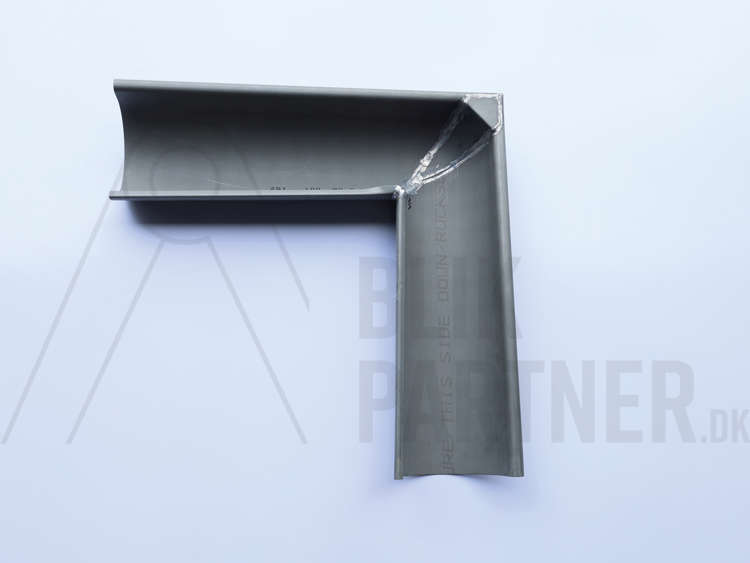 Gering, 1/2 rund, udv. 280(11"), 90°, Zink, VM Quartz, 0,70